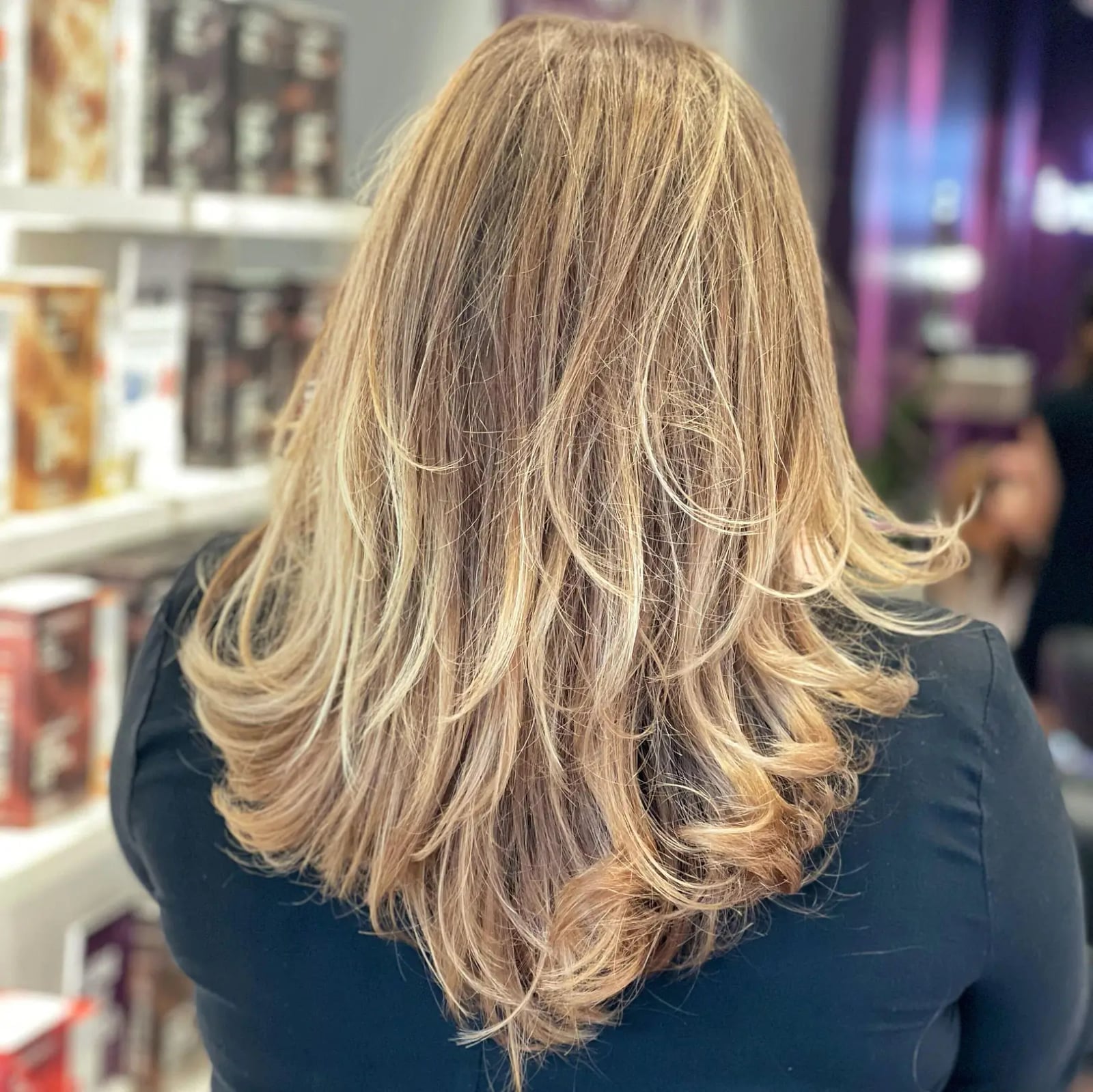 Mid-Back Layered Dirty Blonde With Highlights — Simple Champagne Blonde