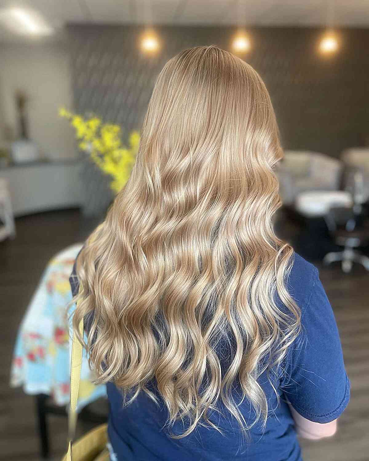 Mid-Back Light Champagne Blonde — Simple Champagne Blonde