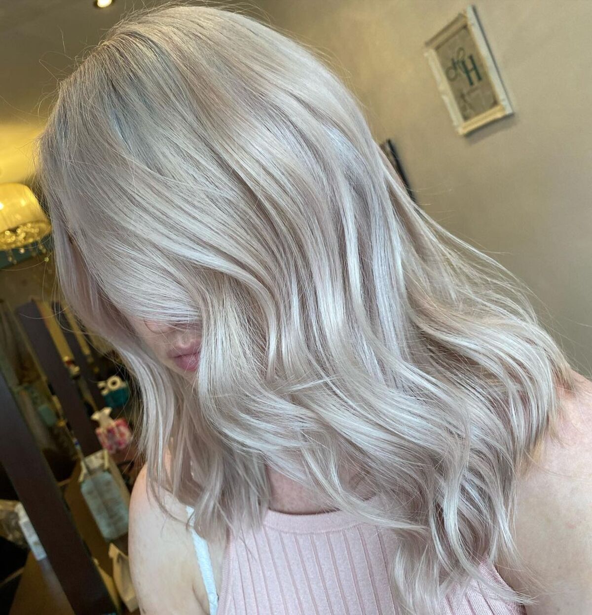 Shoulder Length Cool Champagne Blonde — Simple Champagne Blonde