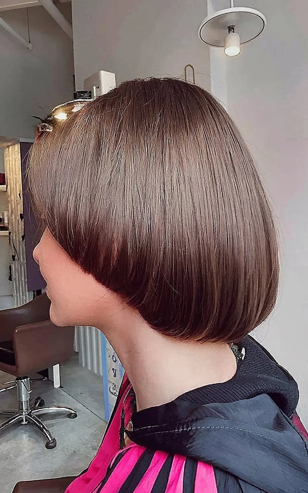 Sleek Medium Brown Blunt Bob Sleek Medium Brown Blunt Bob — Simple Chin Length Bob
