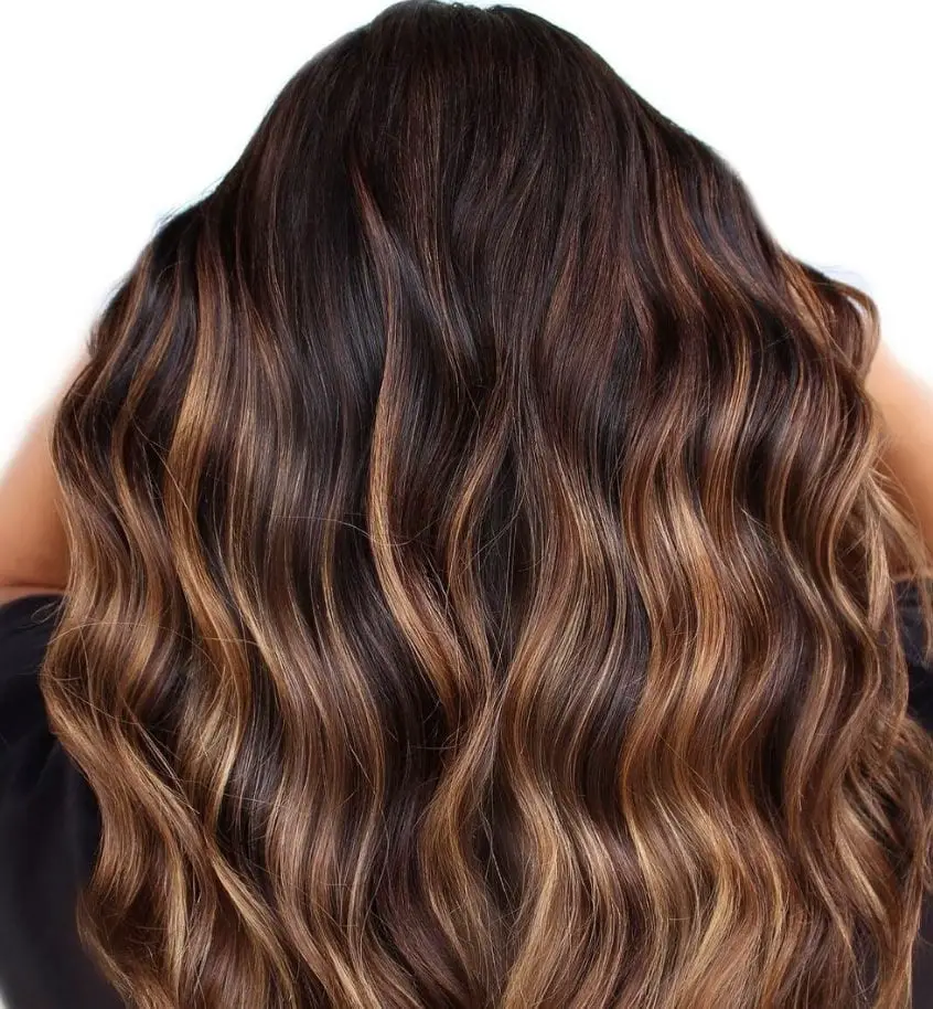 Mid-Back Dark Brown With Caramel Balayage, Office-Safe Version Mid-Back Dark Brown With Caramel Balayage, Office-Safe Version — Simple Chocolate Balayage