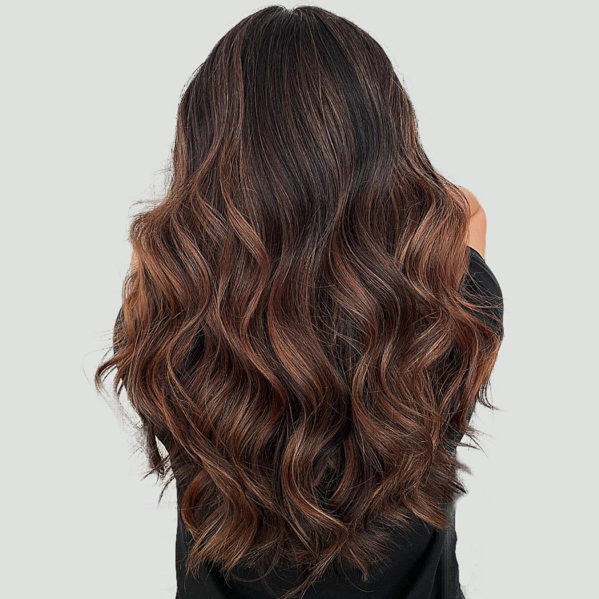 Mid-Back Thick Hair With Seamless Balayage and Long Layers Mid-Back Thick Hair With Seamless Balayage and Long Layers — Simple Chocolate Balayage
