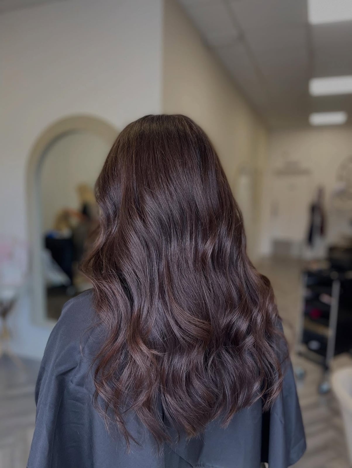 Dark Brown Base With Subtle Lighter Curls — Simple Chocolate Highlights