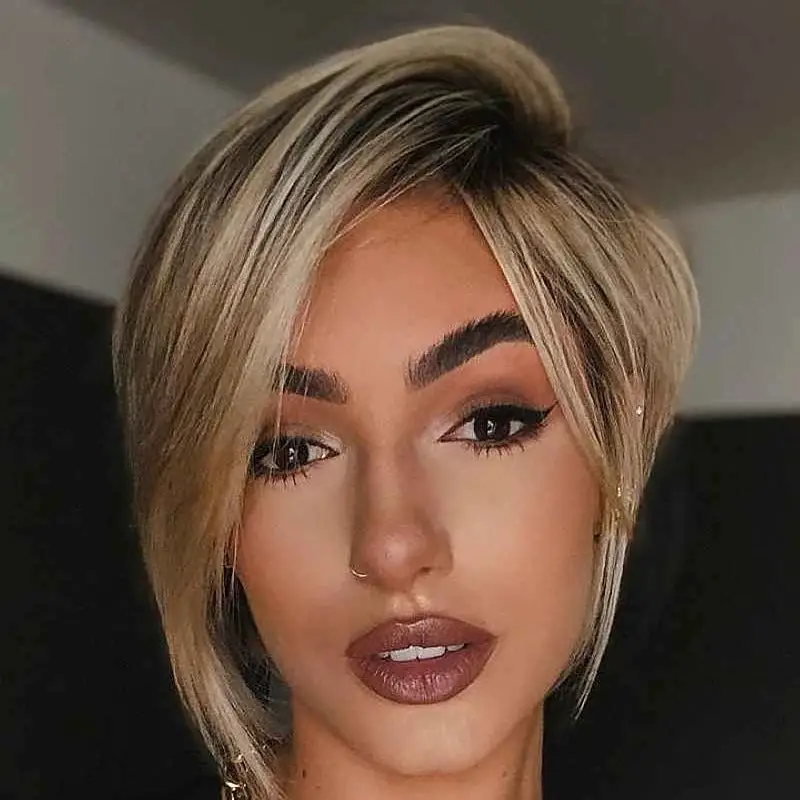 Asymmetrical Ash Blonde Bob With Side Swept Bangs Asymmetrical Ash Blonde Bob With Side Swept Bangs — Simple Choppy Bob Hairstyles