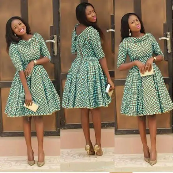 Green and White Checked A-Line Midi Dress Green and White Checked A-Line Midi Dress — Simple Church Dresses