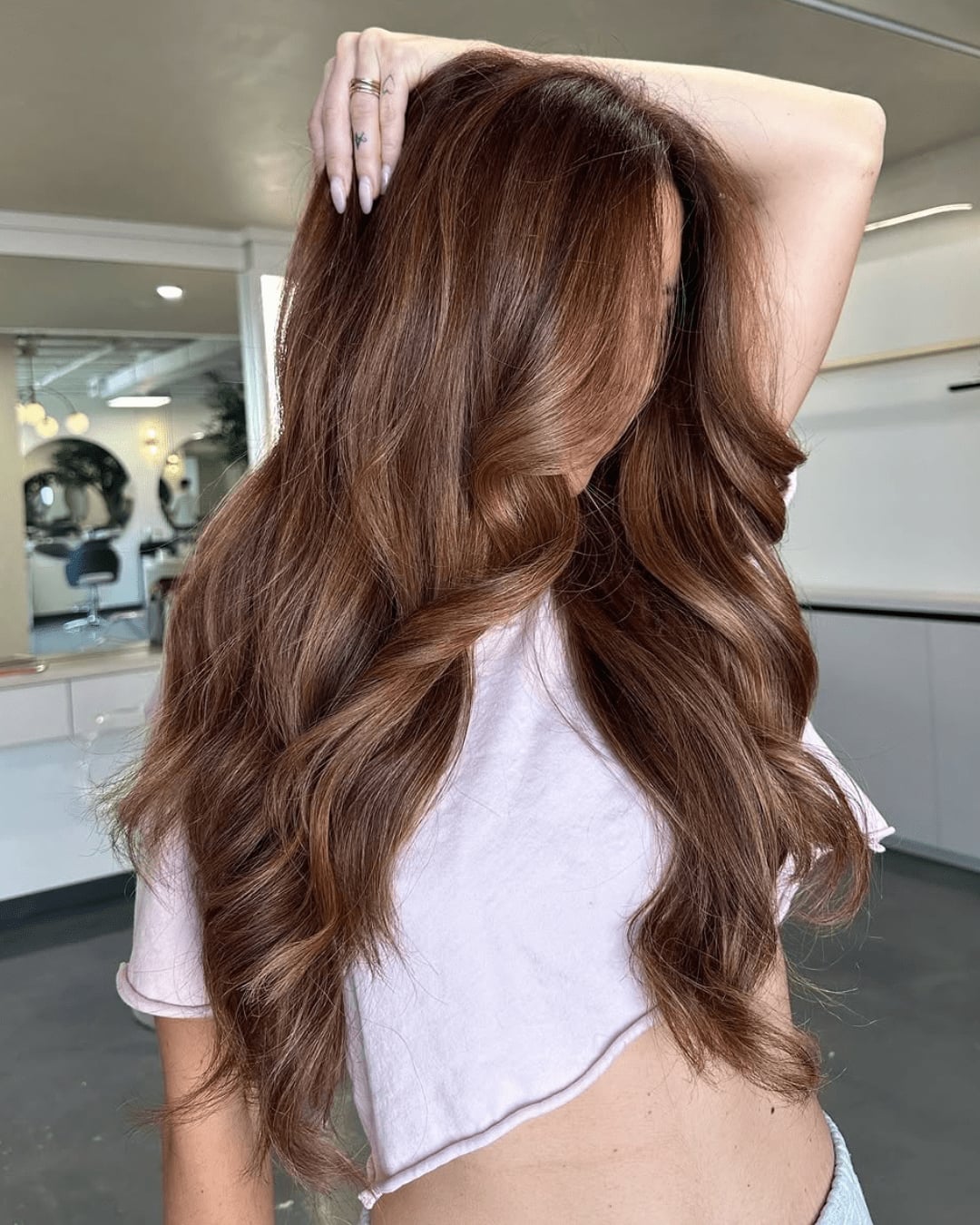 Chocolate Brown With Auburn Undertones Chocolate Brown With Auburn Undertones — Simple Cinnamon Hair Color