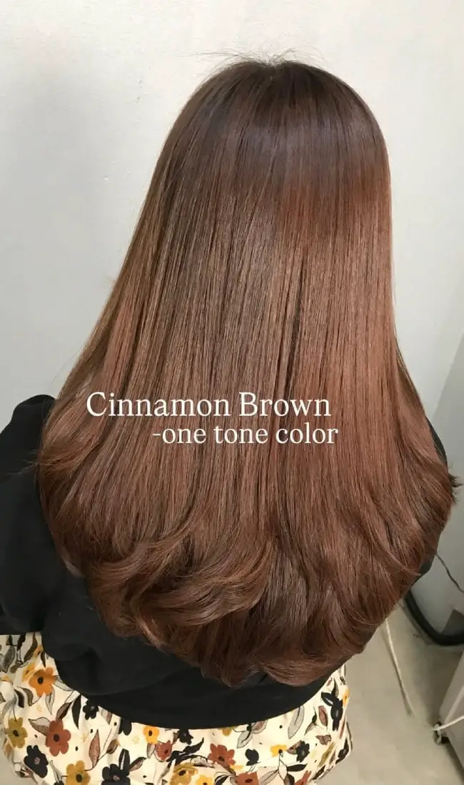 One-Tone Cinnamon Brown U-Shaped Layers One-Tone Cinnamon Brown U-Shaped Layers — Simple Cinnamon Hair Color