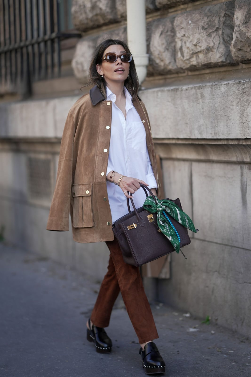 Black Studded Platform Clogs with Utility Jacket Black Studded Platform Clogs with Utility Jacket — Simple Clogs Outfits