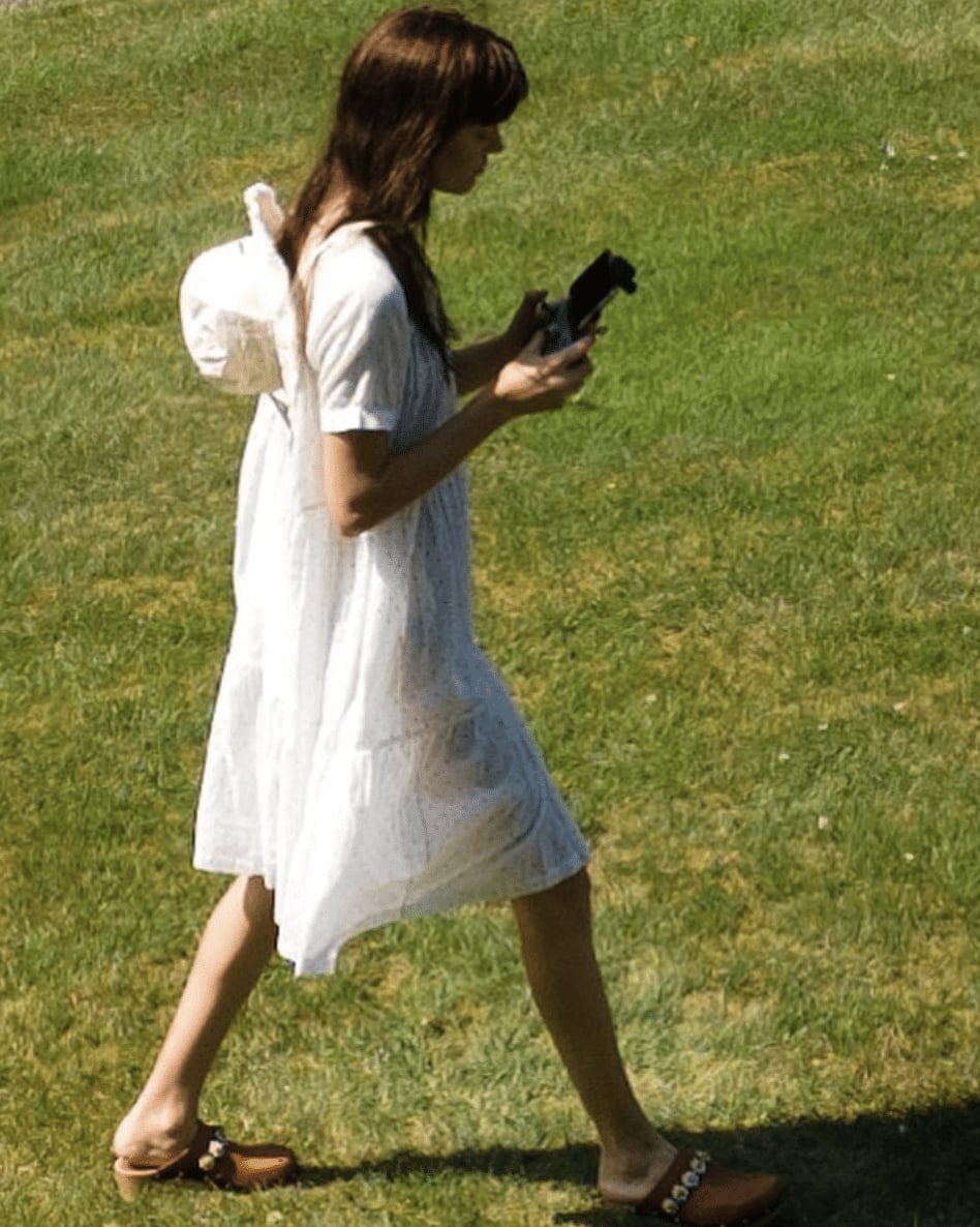 Brown Clogs with White Tiered Dress Brown Clogs with White Tiered Dress — Simple Clogs Outfits