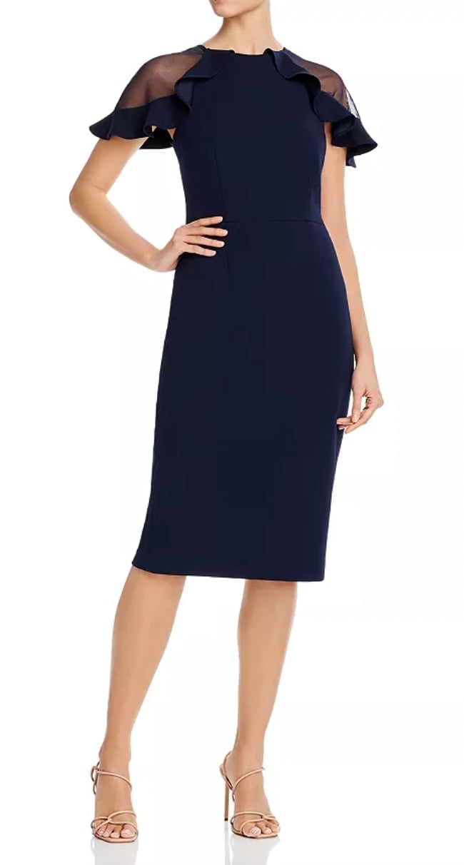 Navy Sheath Dress with Flutter Sleeves Navy Sheath Dress with Flutter Sleeves — Simple Cocktail Outfits