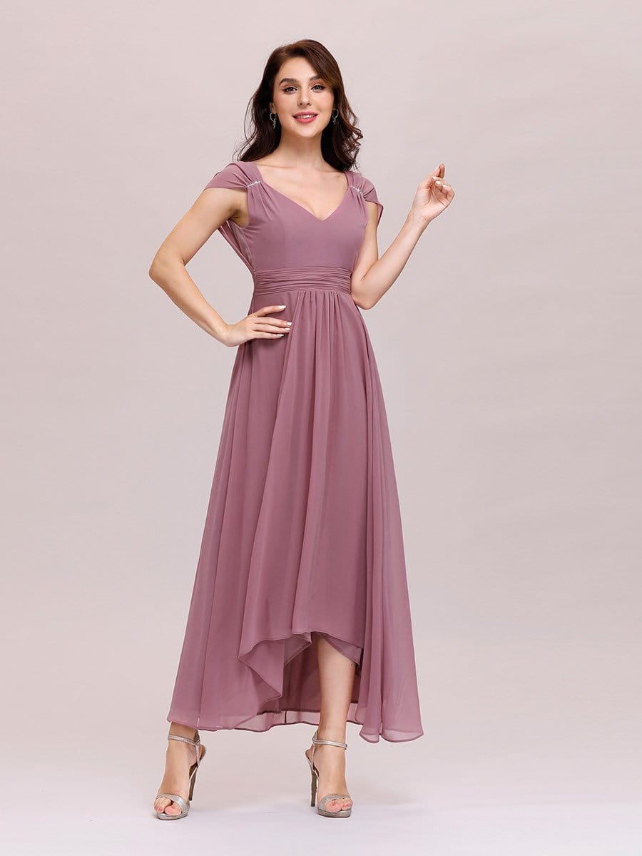 Mauve Chiffon High-Low Hem Dress Mauve Chiffon High-Low Hem Dress — Simple Cocktail Outfits