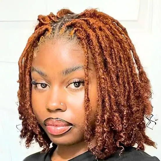 Shoulder Length Copper Locs With Loose Styling — Simple Color Locs