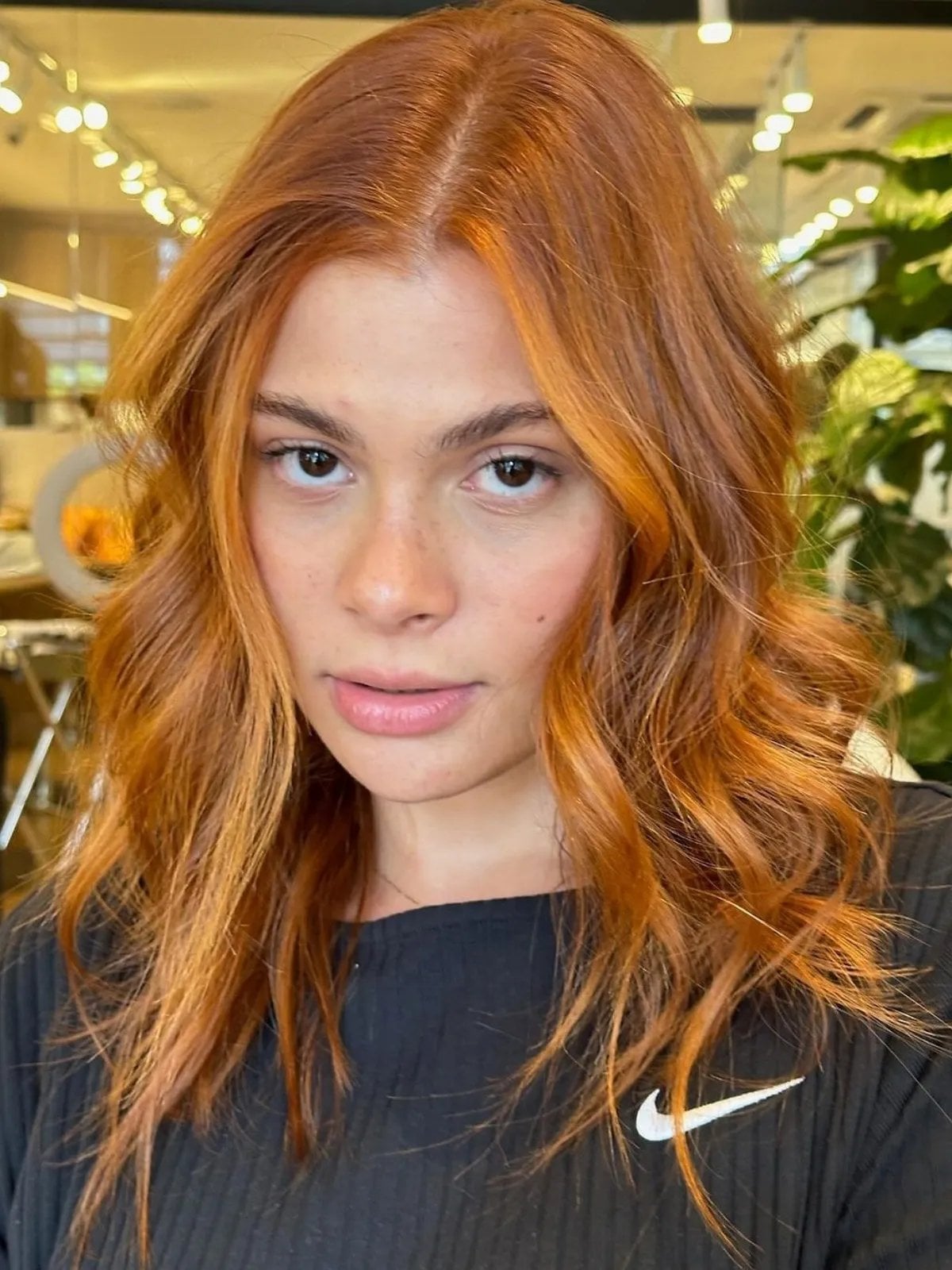 Collarbone Copper Blonde Balayage with Money Piece Collarbone Copper Blonde Balayage with Money Piece — Simple Copper Hair with Blonde