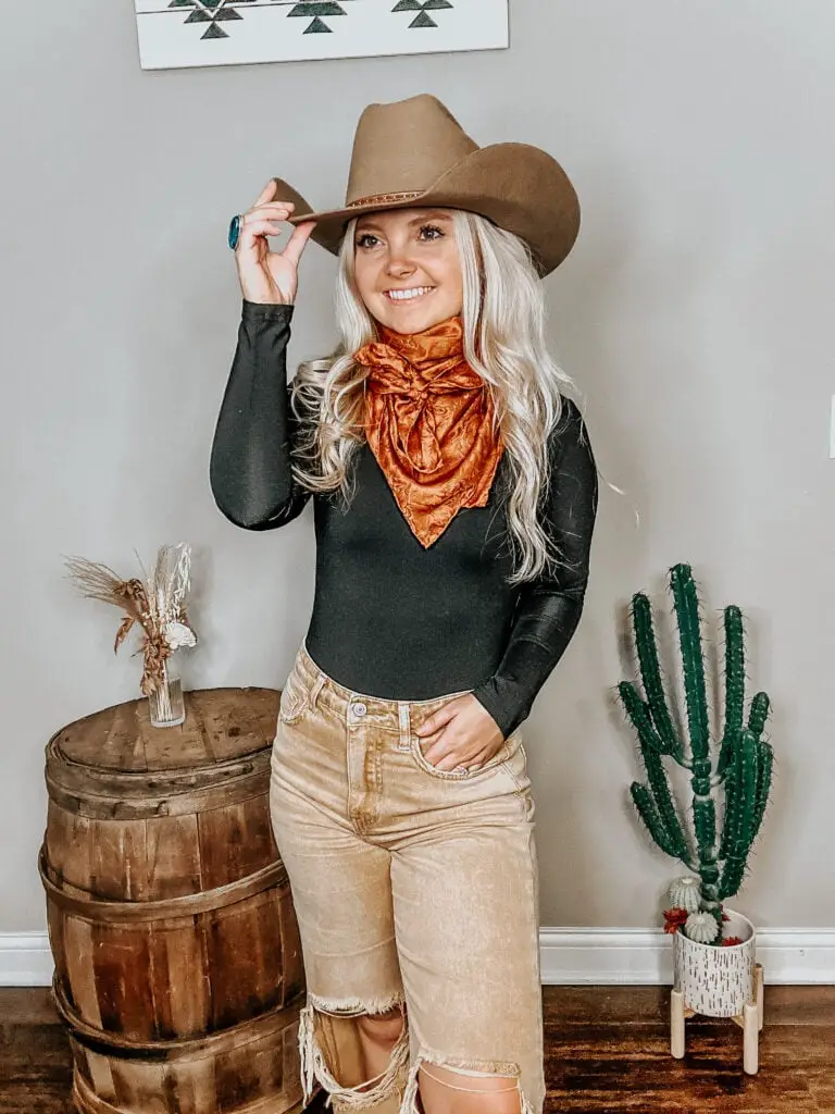 Distressed Jeans and Neck Scarf Distressed Jeans and Neck Scarf — Simple Cowboy Hat Outfits