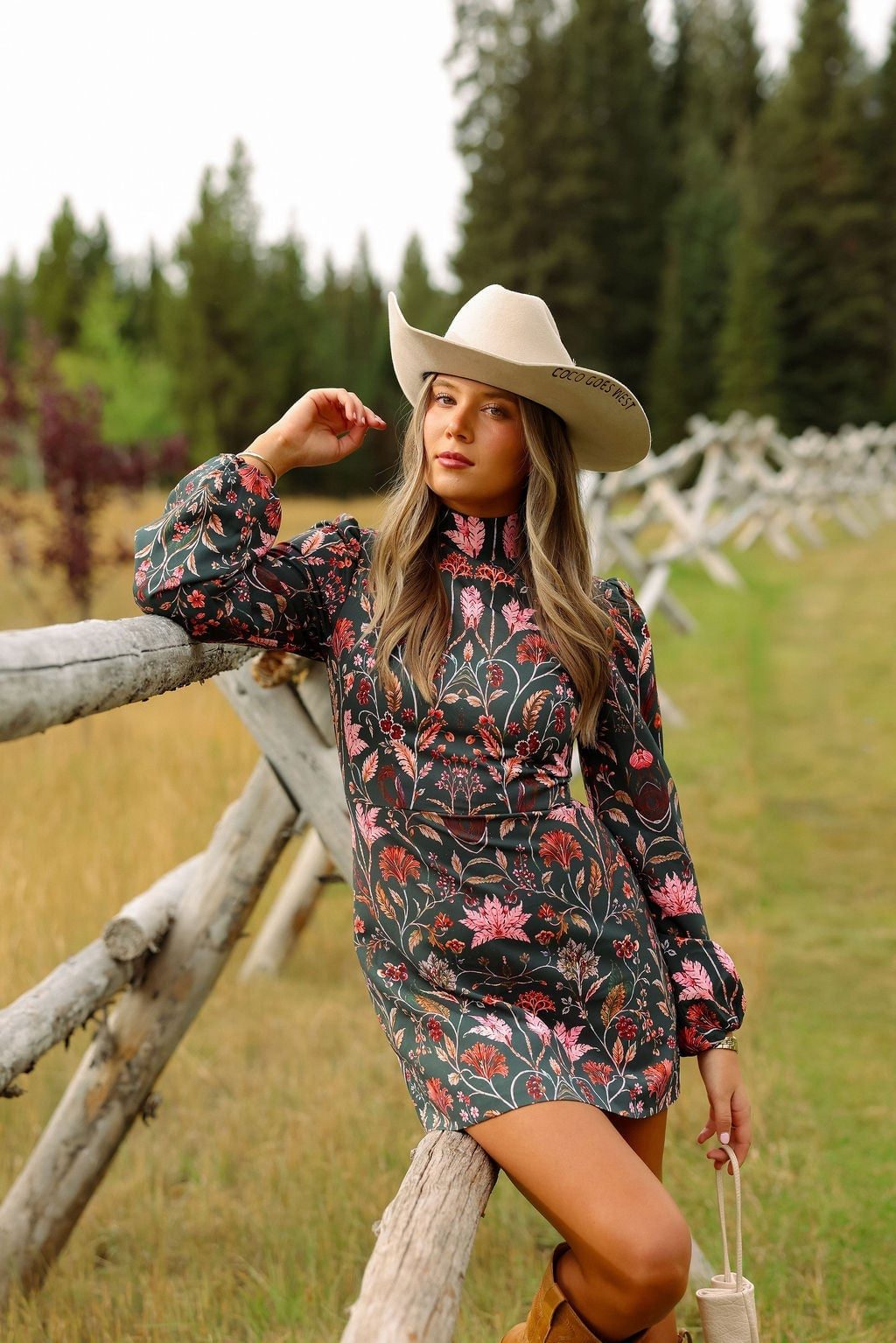 Floral Mini Dress and Boots Floral Mini Dress and Boots — Simple Cowboy Hat Outfits