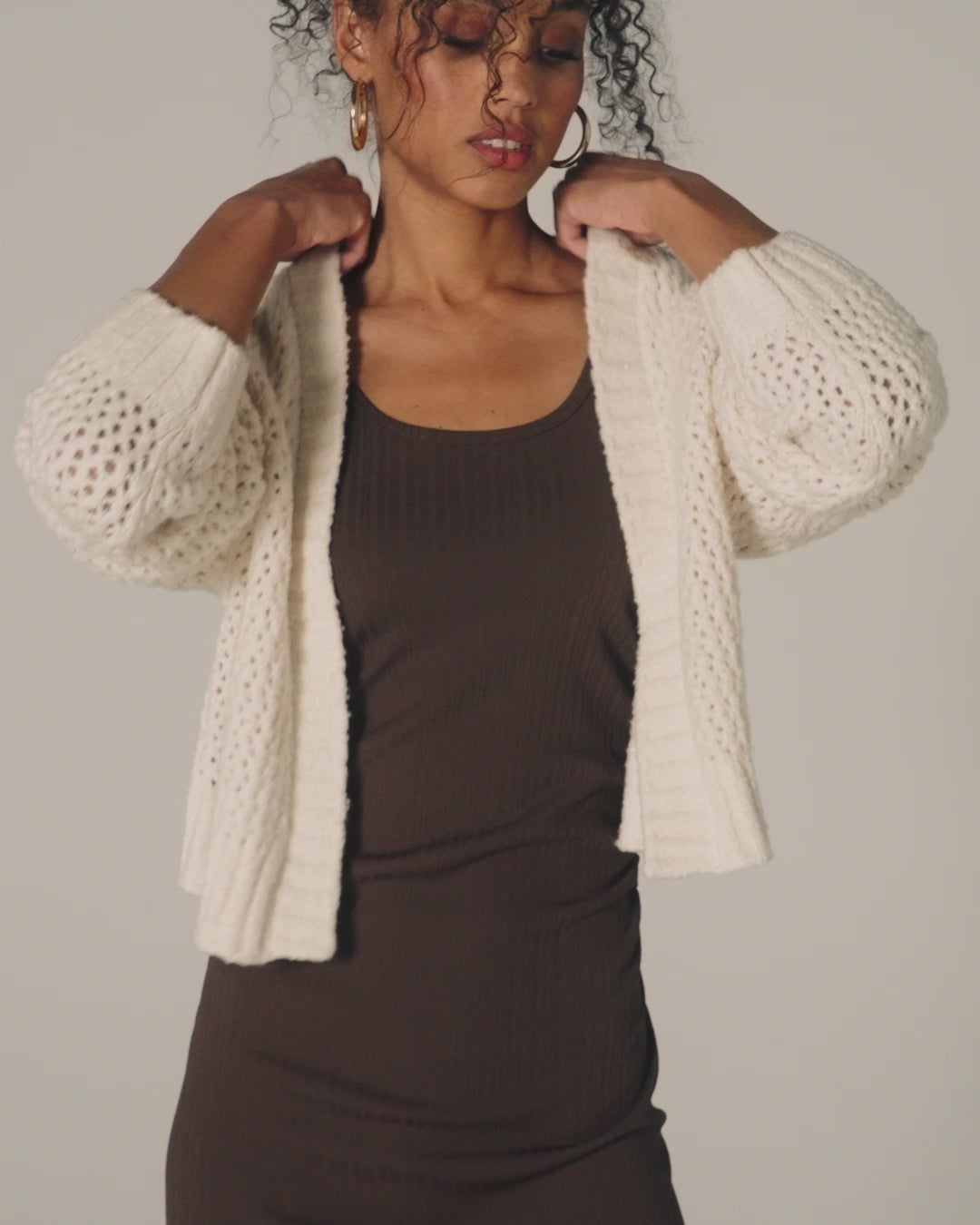 Cream Textured Cardigan with Ribbed Tank Cream Textured Cardigan with Ribbed Tank — Simple Cropped Cardigan Outfits