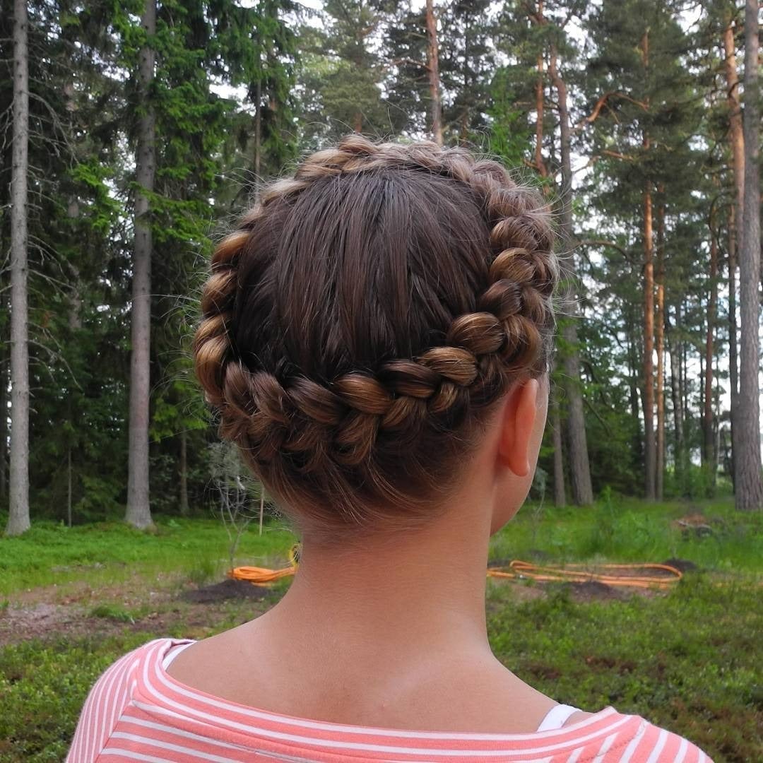 Elegant Medium Brown Crown Braid — Simple Crown Braid
