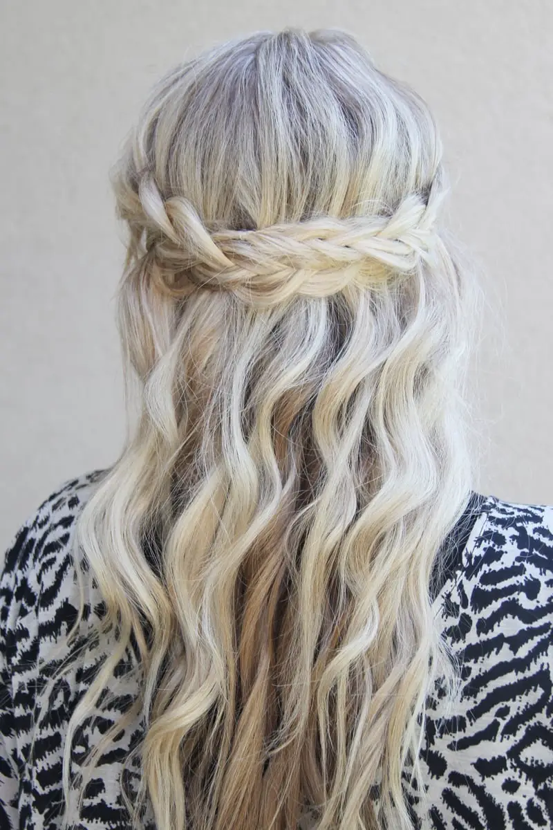 Half-Up Blonde Crown Braid — Simple Crown Braid