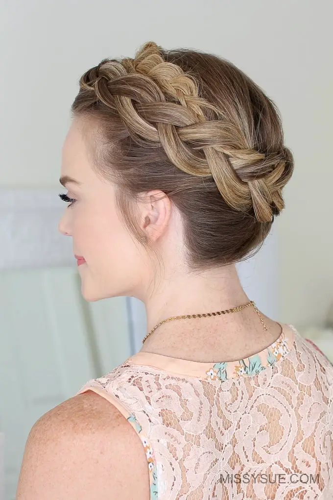 Full Wavy Blonde Crown Braid — Simple Crown Braid