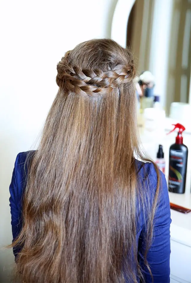 Simple Halo Braid on Long Brown Hair — Simple Crown Braid