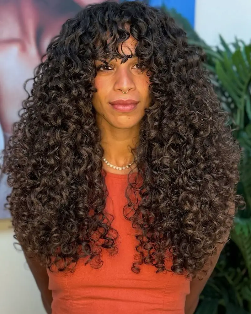 Mid-Back Defined Curls With Subtle Highlights Mid-Back Defined Curls With Subtle Highlights — Simple Curly Bangs
