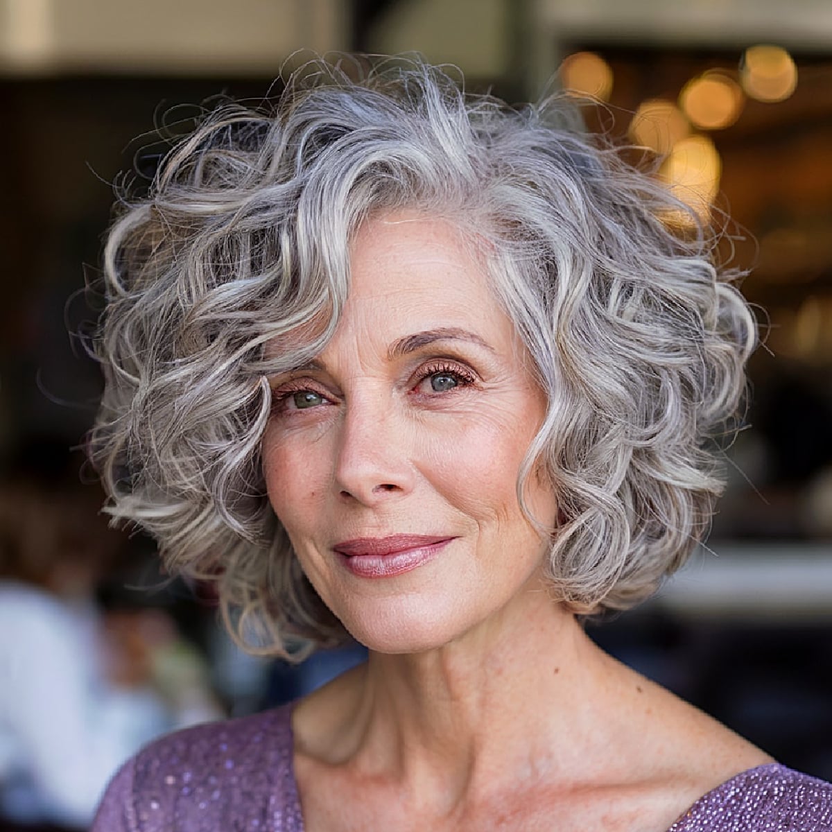 Stacked Gray Bob With Curtain Bangs Stacked Gray Bob With Curtain Bangs — Simple Curly Bob Hairstyles