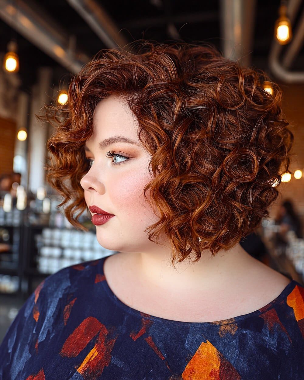 Auburn Stacked Bob With Blowout Auburn Stacked Bob With Blowout — Simple Curly Bob Hairstyles