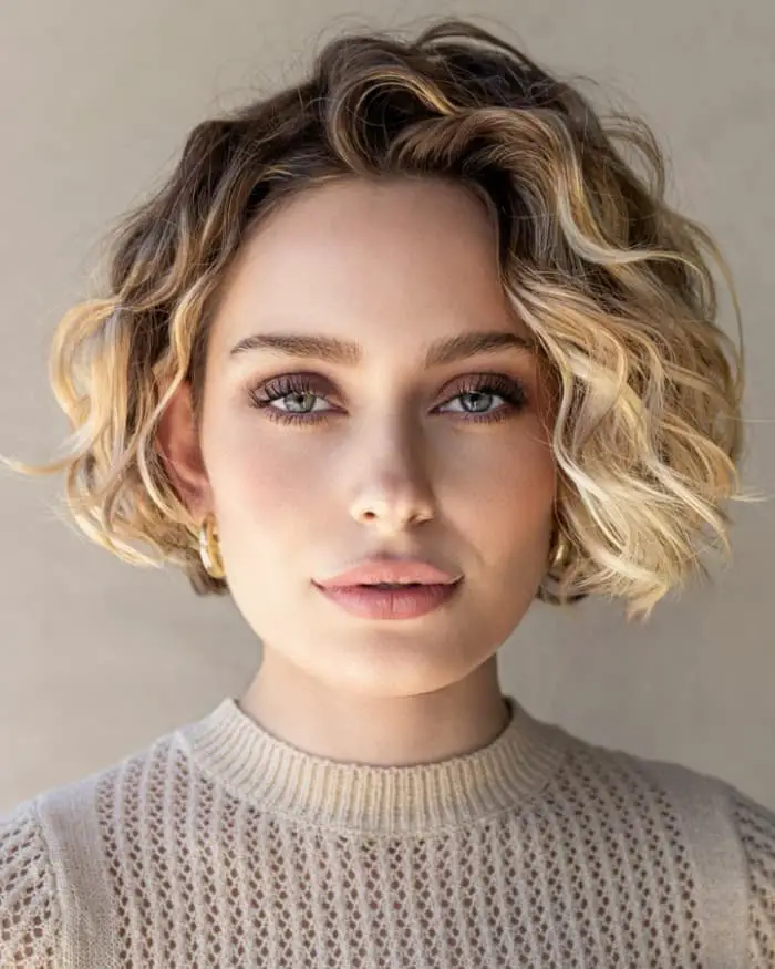 Warm Blonde Balayage Bob Warm Blonde Balayage Bob — Simple Curly Bob Hairstyles