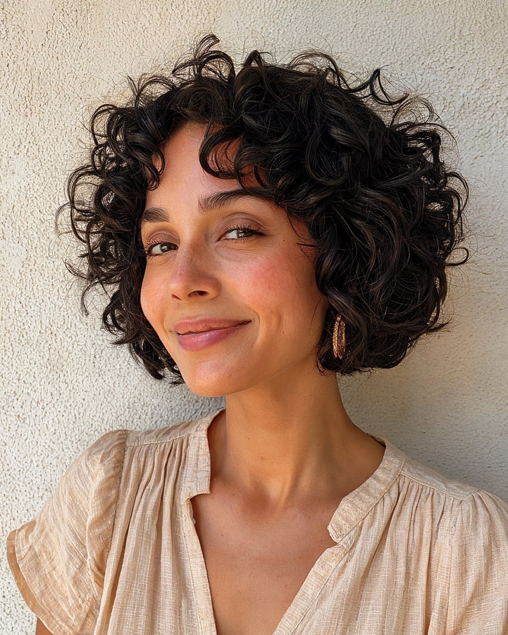 Chin Bob With Short Curly Bangs Chin Bob With Short Curly Bangs — Simple Curly Bob Hairstyles