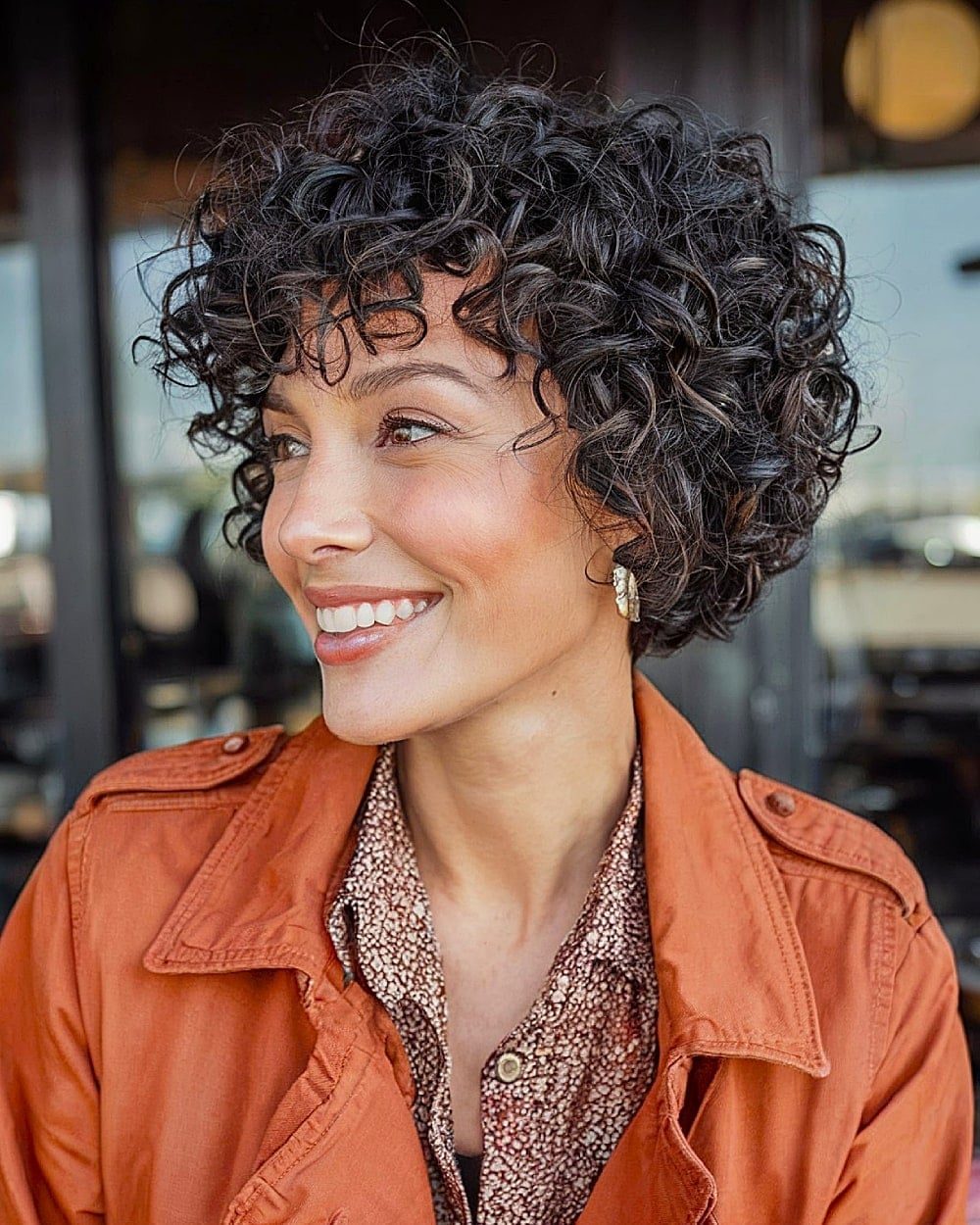 Stacked Bob With Defined Curly Bangs Stacked Bob With Defined Curly Bangs — Simple Curly Bob Hairstyles