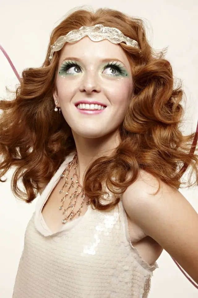 Mid-Back Ginger Layered Curls With Side Swept Bangs Mid-Back Ginger Layered Curls With Side Swept Bangs — Simple Curly Hair Costumes