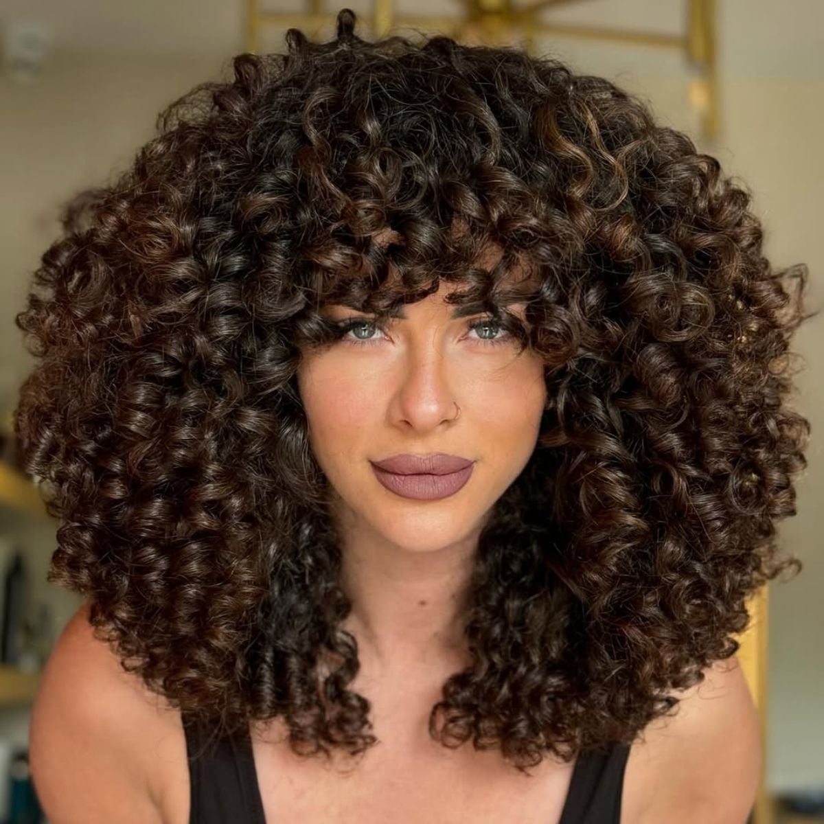 Collarbone Rounded Cut With Curtain Bangs, Layers Collarbone Rounded Cut With Curtain Bangs, Layers — Simple Curly Hair Cuts