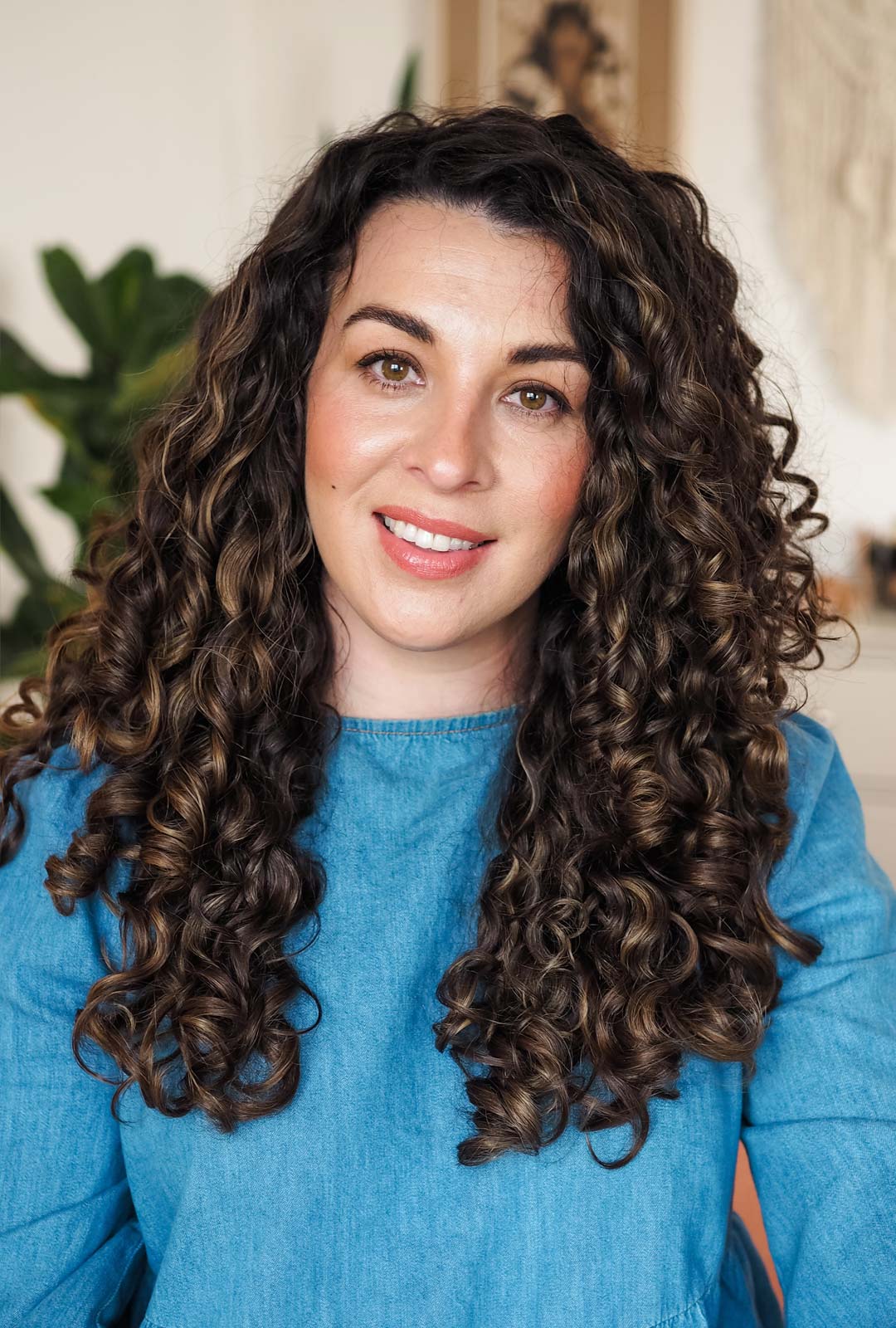 Shoulder Length Layers With Defined Curls, A Woman With Dark Brown — Simple Curly Hair Haircuts