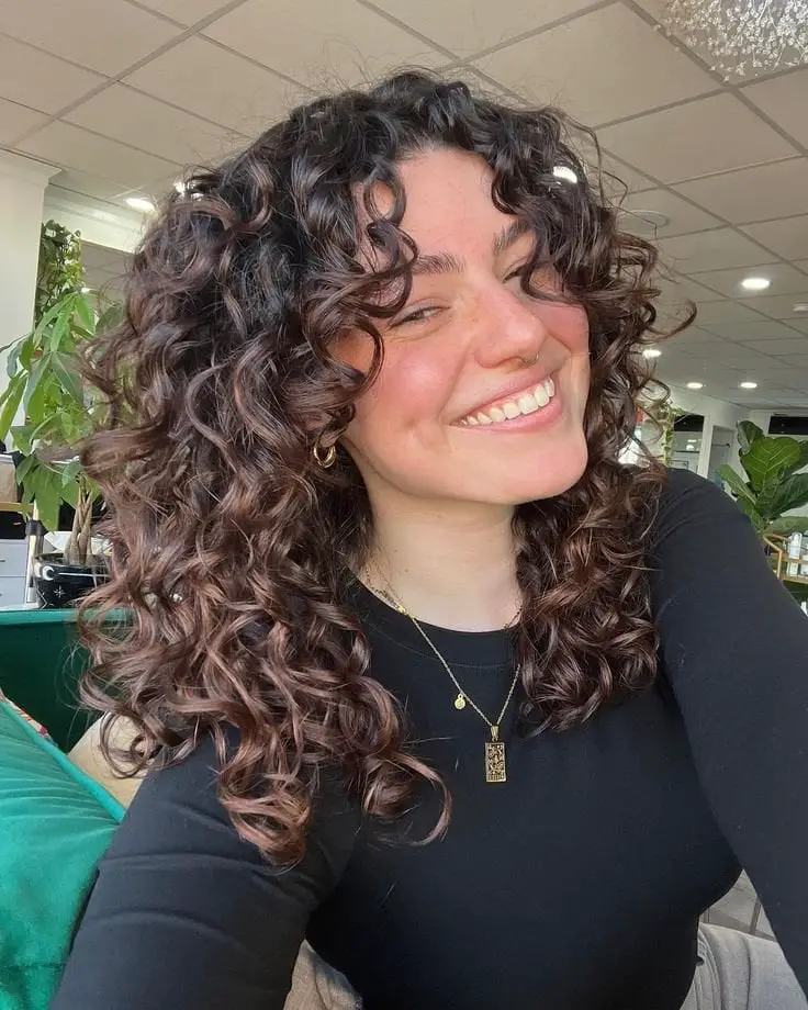 Collarbone Layers With Warm Balayage — Simple Curly Hair Haircuts
