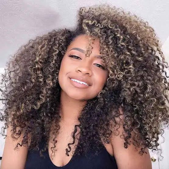 Mid-Back Layers With Warm Caramel Highlights — Simple Curly Hair Highlights