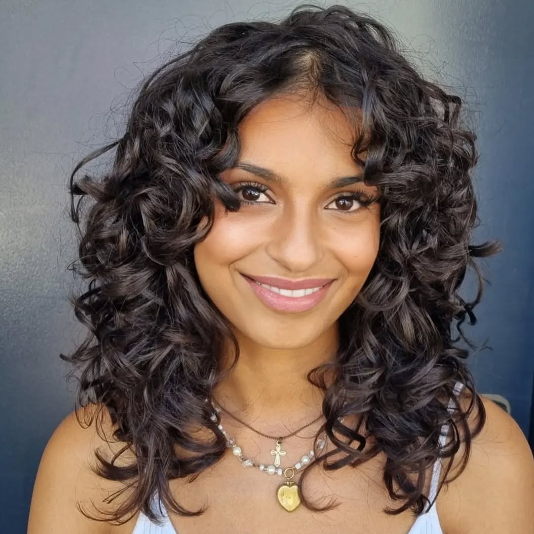 Ear Length Bob With Curly Fringe Ear Length Bob With Curly Fringe — Simple Curly Hair Layers