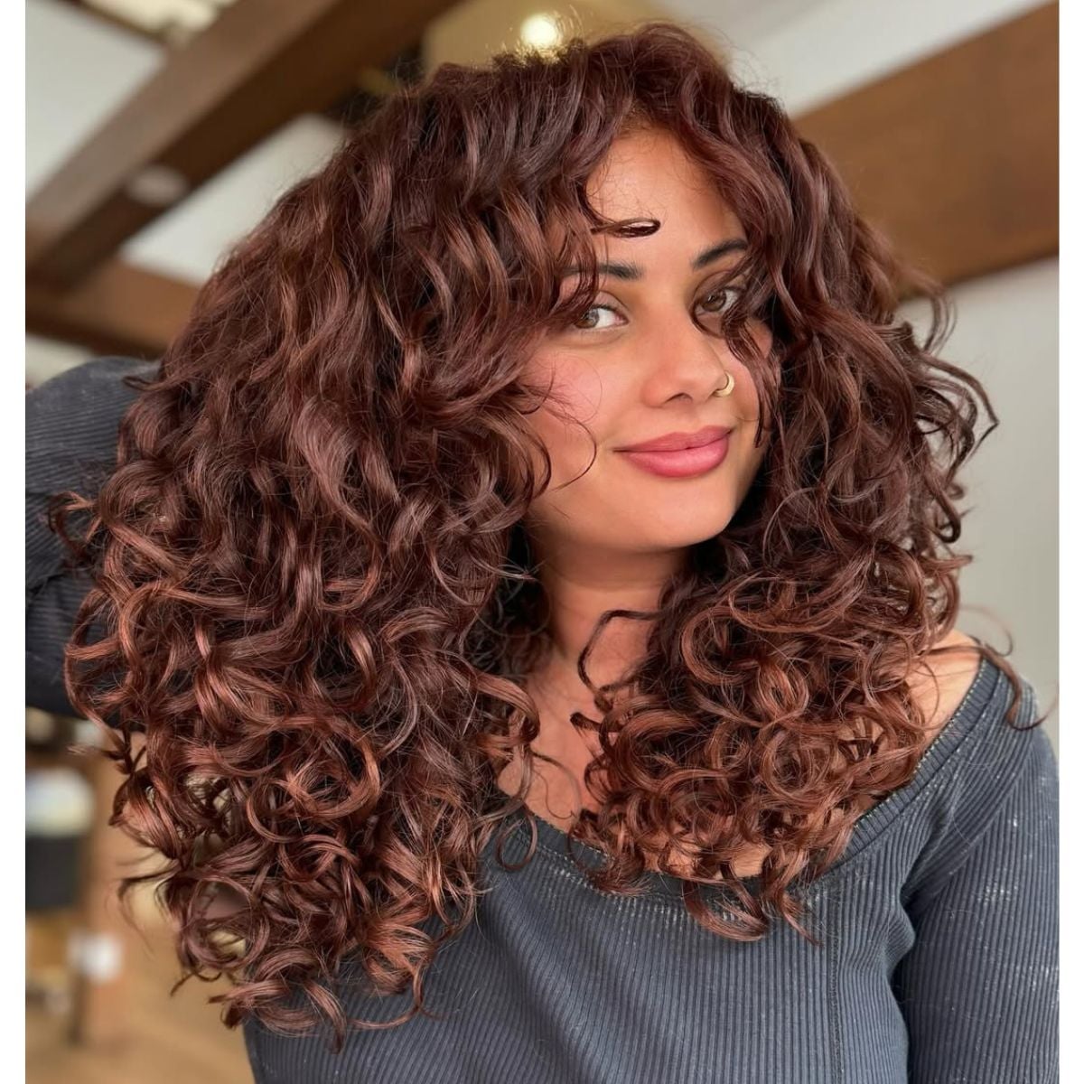 Collarbone Length Face-Framing Layers With Air Dried Collarbone Length Face-Framing Layers With Air Dried — Simple Curly Hair Layers