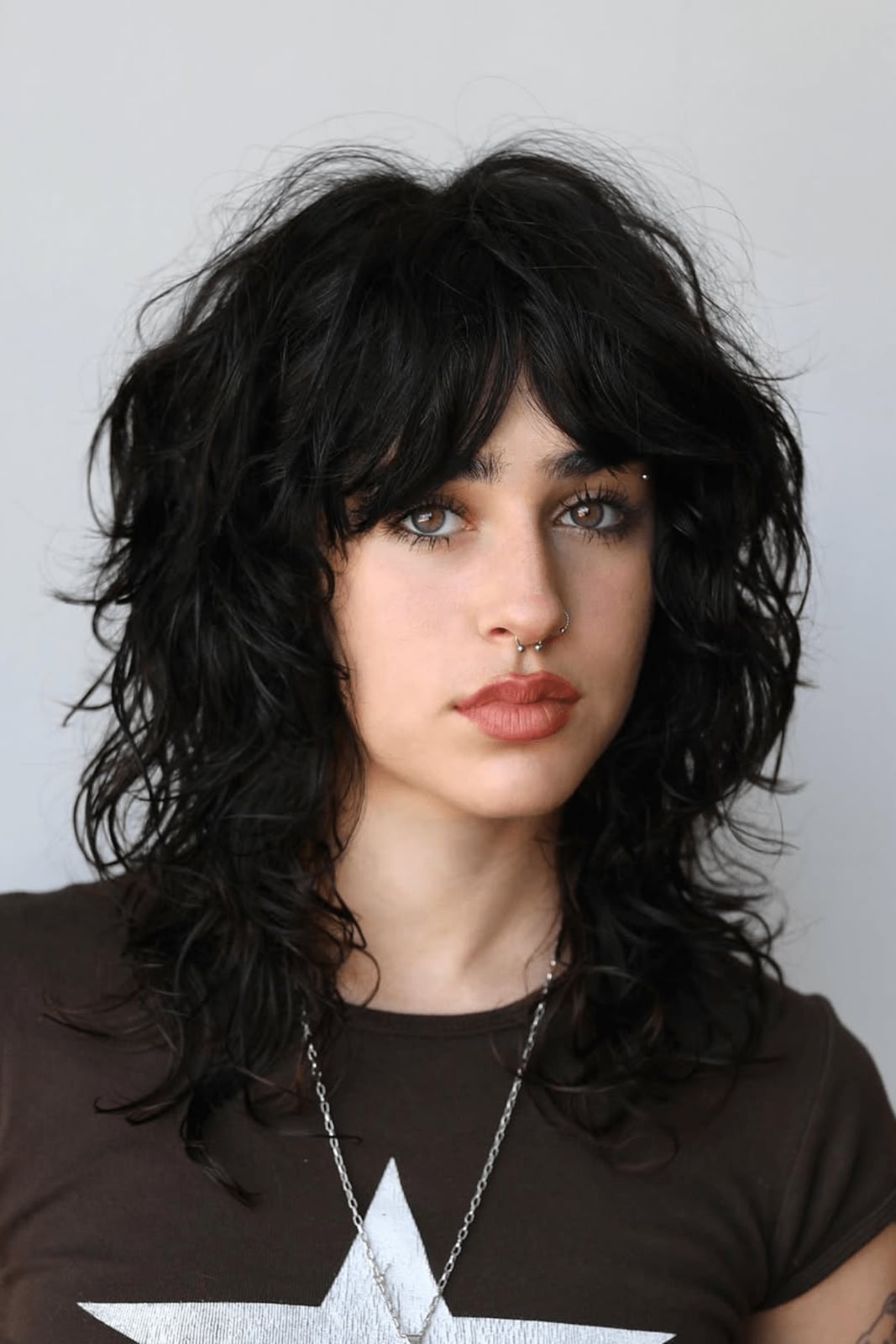 Collarbone Shag With Shaggy Bangs — Simple Curly Shag