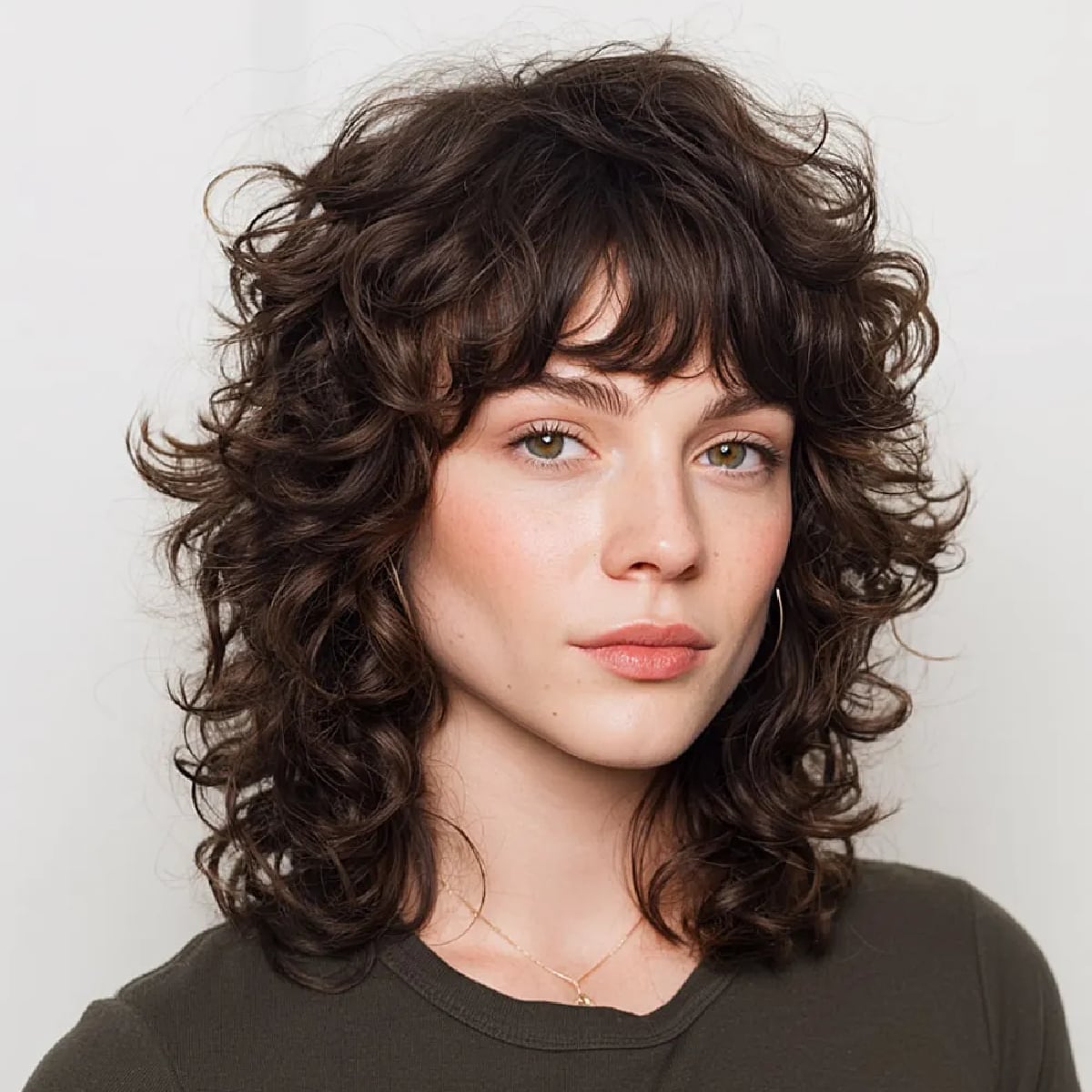 Collarbone Curly Shag With Defined Curls and Air Dried — Simple Curly Shag Haircut
