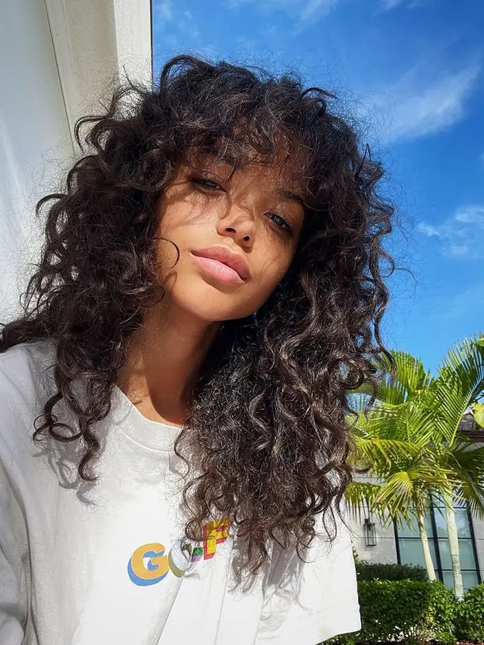 Mid-Back Dark Brown Shag With Long Layers — Simple Curly Shag Haircut