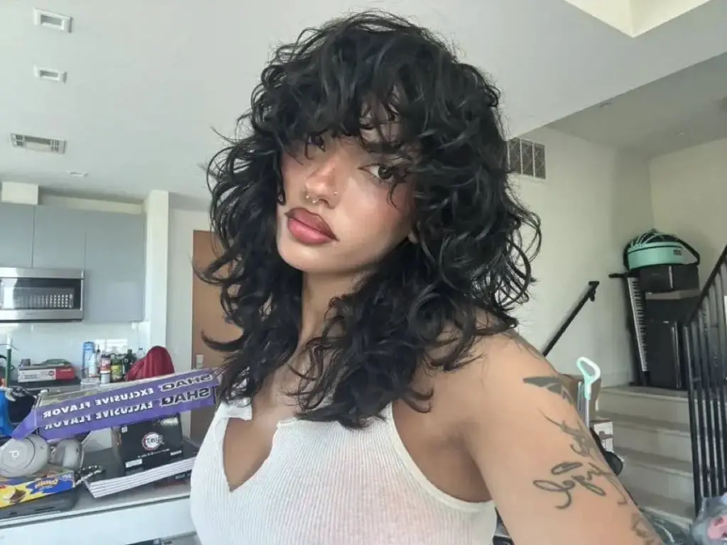 Collarbone Black Curly Wolf Cut Collarbone Black Curly Wolf Cut — Simple Curly Wolf Cut