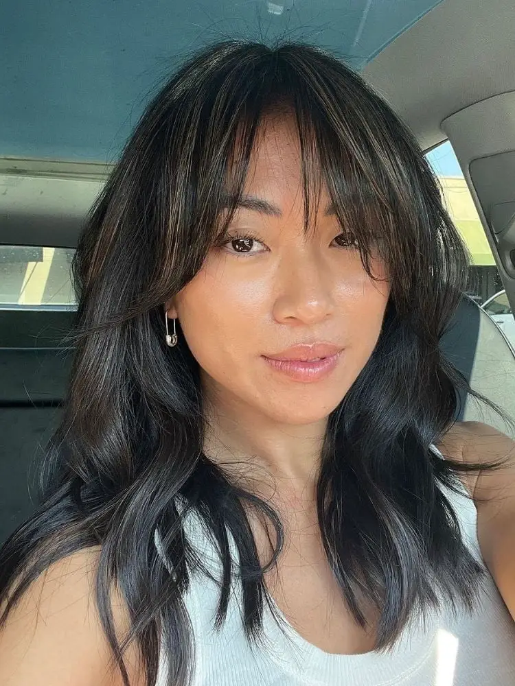 Shoulder Length Dark Brown With Curtain Bangs Shoulder Length Dark Brown With Curtain Bangs — Simple Curtain Bangs Long Hair
