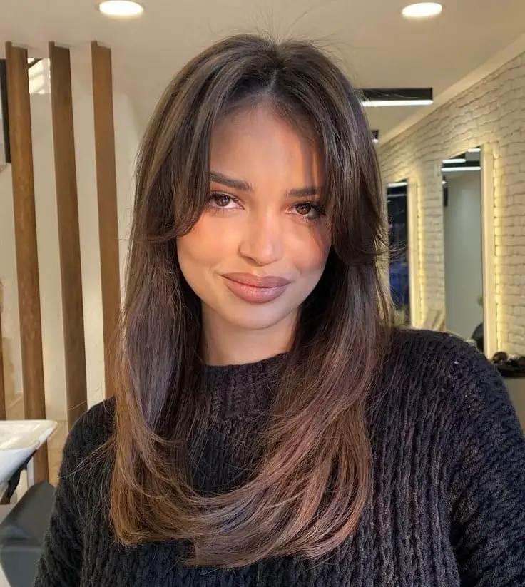 Mid-Back Ombre With Soft Waves Mid-Back Ombre With Soft Waves — Simple Curtain Bangs Long Hair