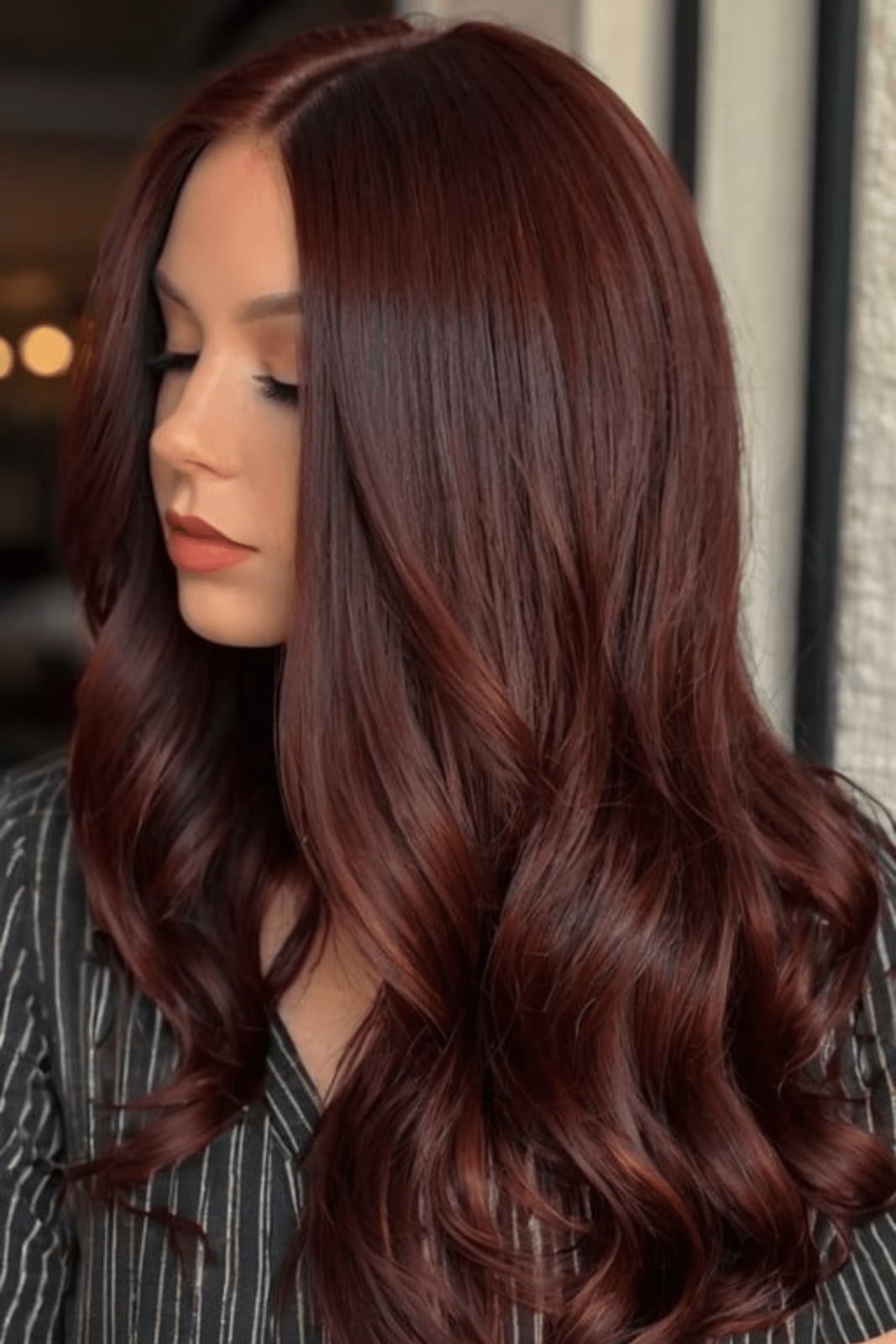 Deep Dark Auburn With Curtain Bangs Deep Dark Auburn With Curtain Bangs — Simple Dark Auburn Hair