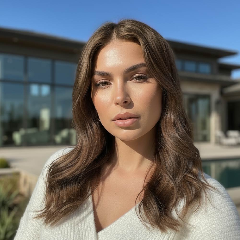 Glossy Collarbone Lob With Curtain Bangs Glossy Collarbone Lob With Curtain Bangs — Simple Dark Brown Hair with Blonde