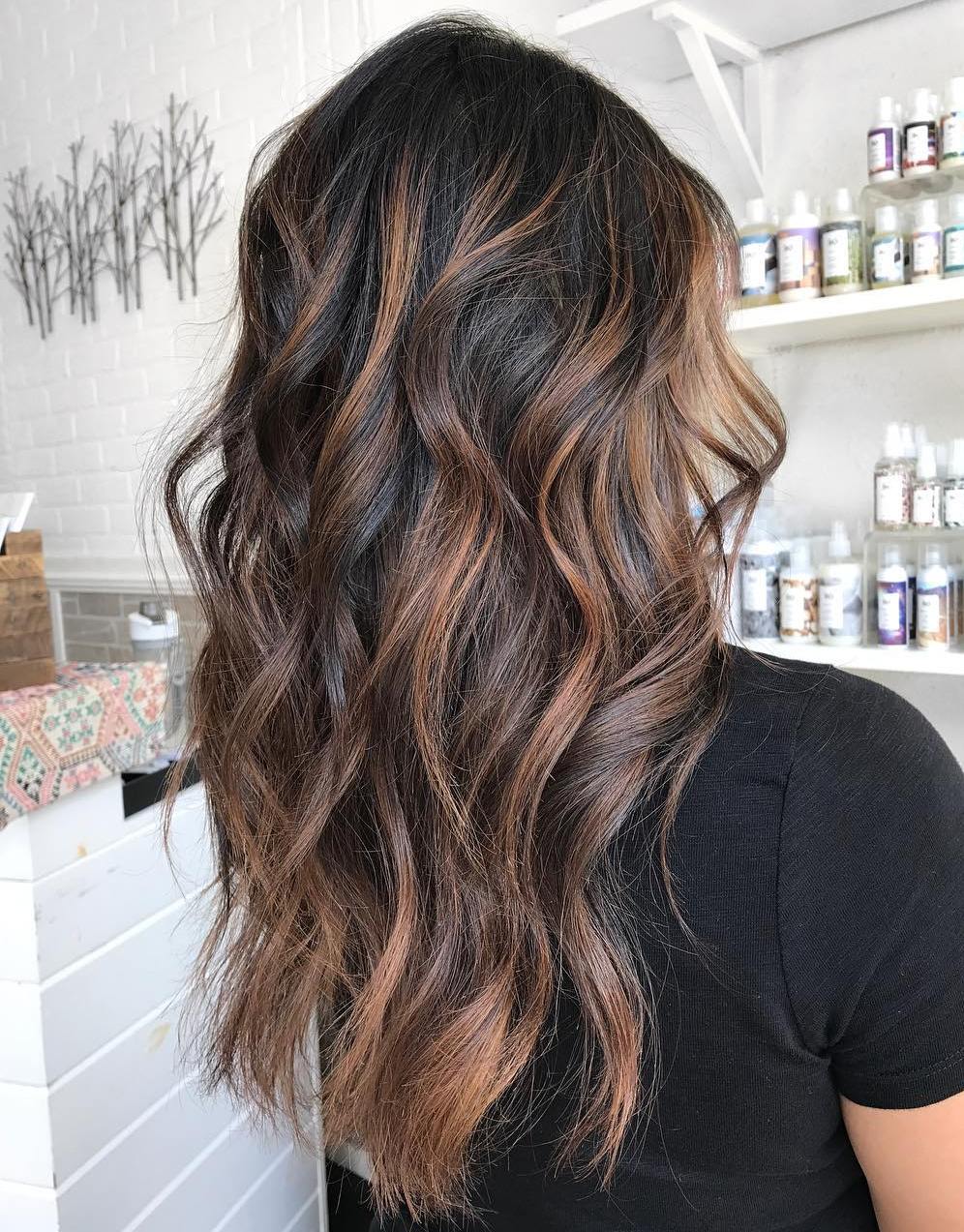 Dark Brown With Warm Brown and Caramel Highlights — Simple Dark Brown Highlights