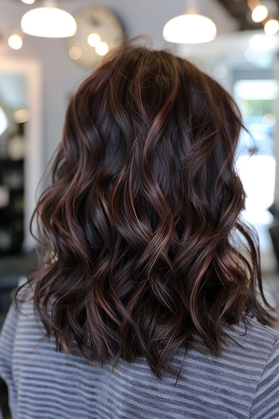 Dark Brown With Blonde Highlights Collarbone Layers — Simple Dark Brown Highlights