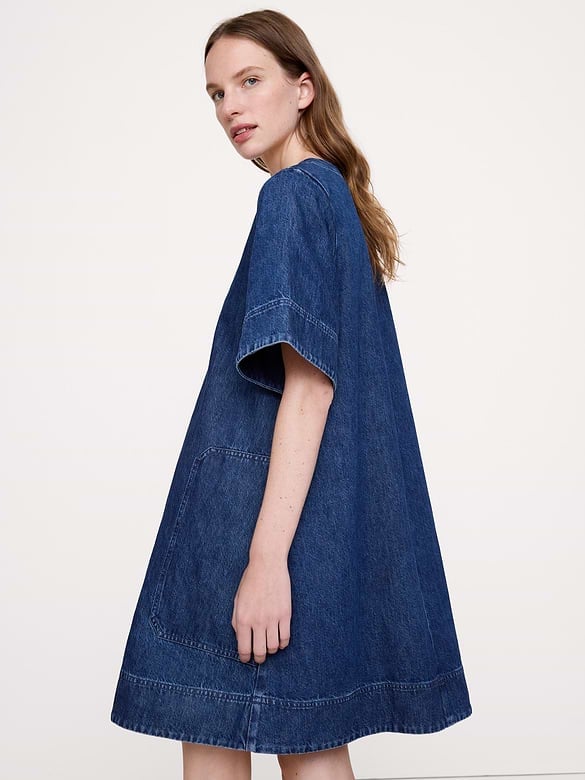 Oversized Denim Dress With Pockets — Simple Denim Dress Outfits