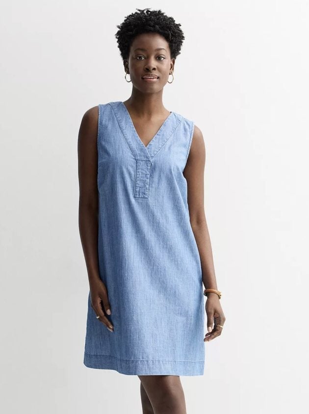 Sleeveless Shift Denim Dress — Simple Denim Dress Outfits