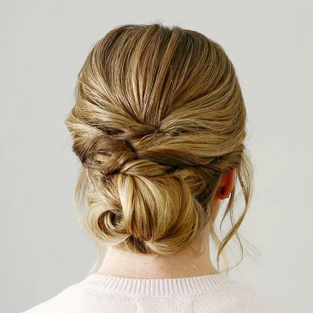 Mid-Back Honey Blonde Twisted Bun — Simple Different Hairstyles